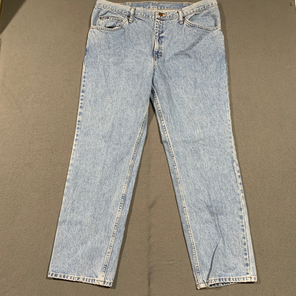 Lee Mens Jeans 40x30 Light Wash Straight Leg Denim Casual Pants Actual: 38‎ x 30